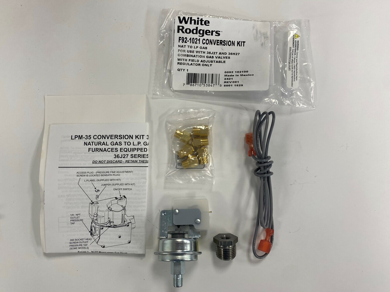 LP Conversion Kit, Single Stage, 80% W/ LP Switch