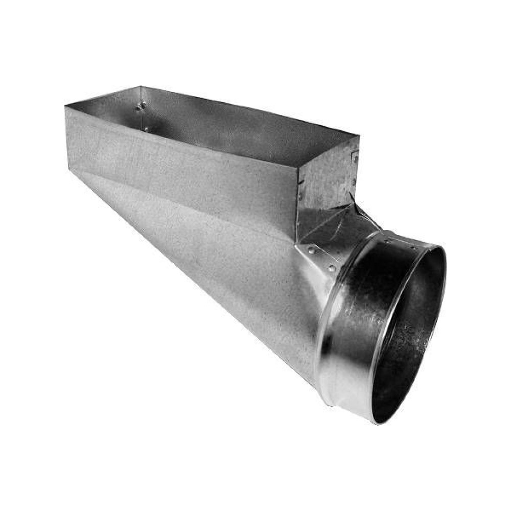 Duct Boot, Left End Register, 6 in Dia, 4 in WD, 10 in LG